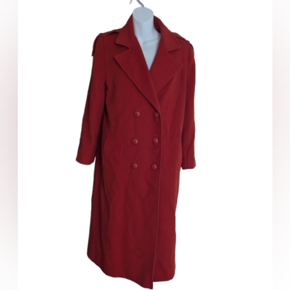 Vintage 1970s-80s Irving Samuel For Simpsons Regis Room Red Wool Coat